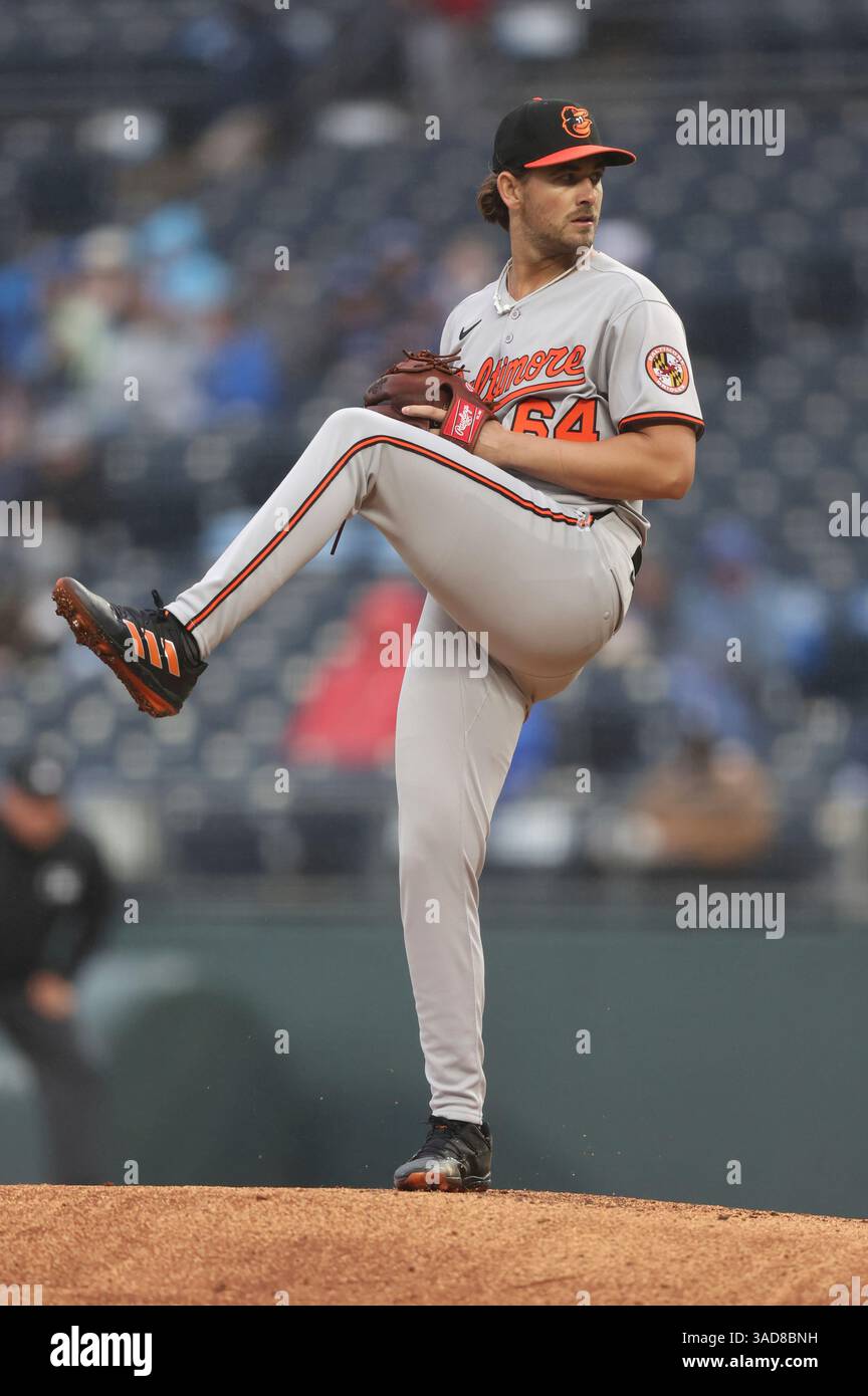KANSAS CITY, MO - APRIL 04: Baltimore Orioles pitcher Dean Kremer (64 ...