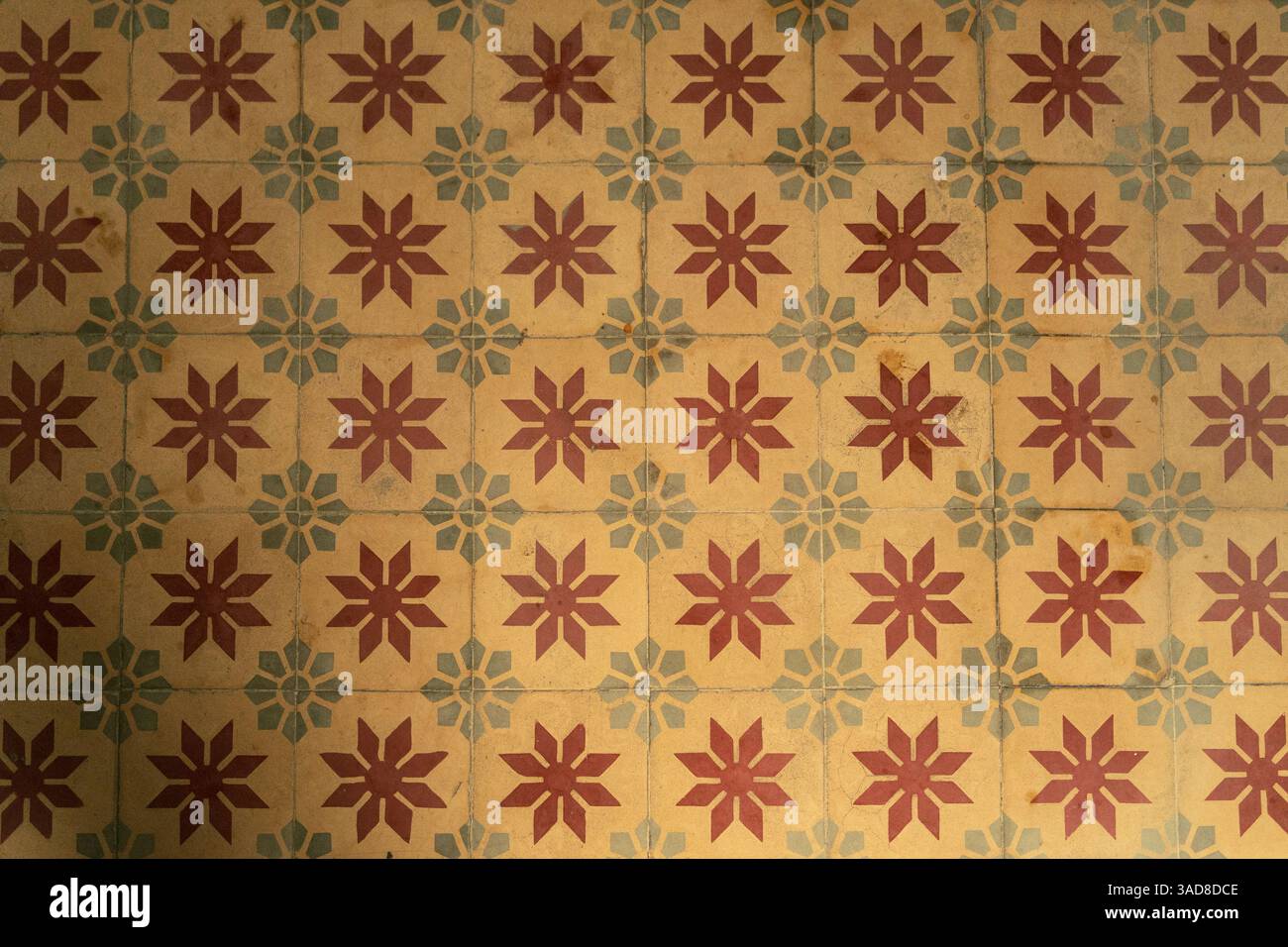 Vintage tile floor, Geometric pattern ceramic mosaic background Stock Photo