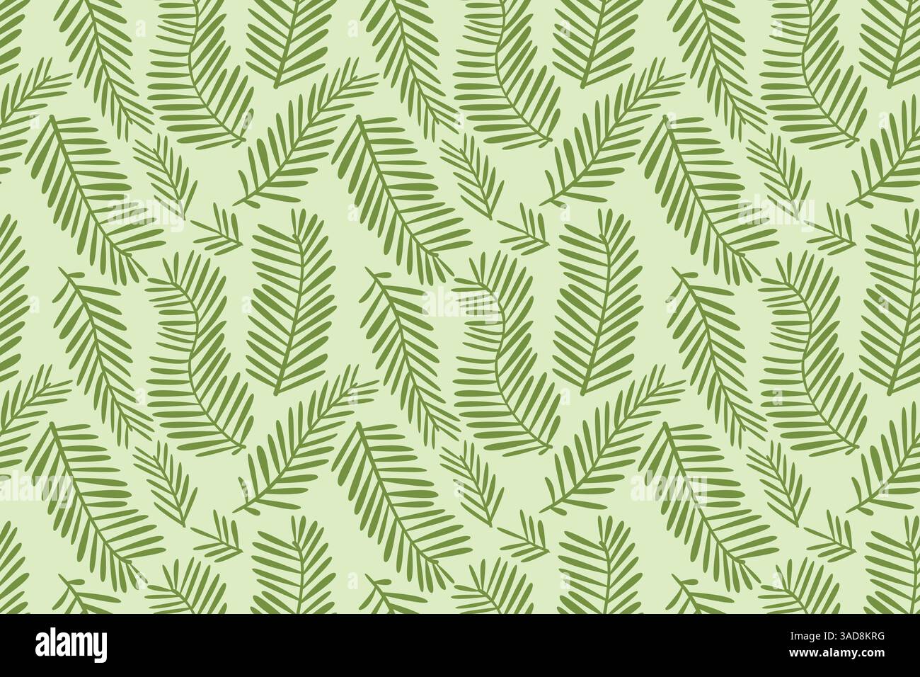 A botanical seamless pattern. Green branches pattern. Green leaves simple seamless pattern. editable stroke. Stock Vector