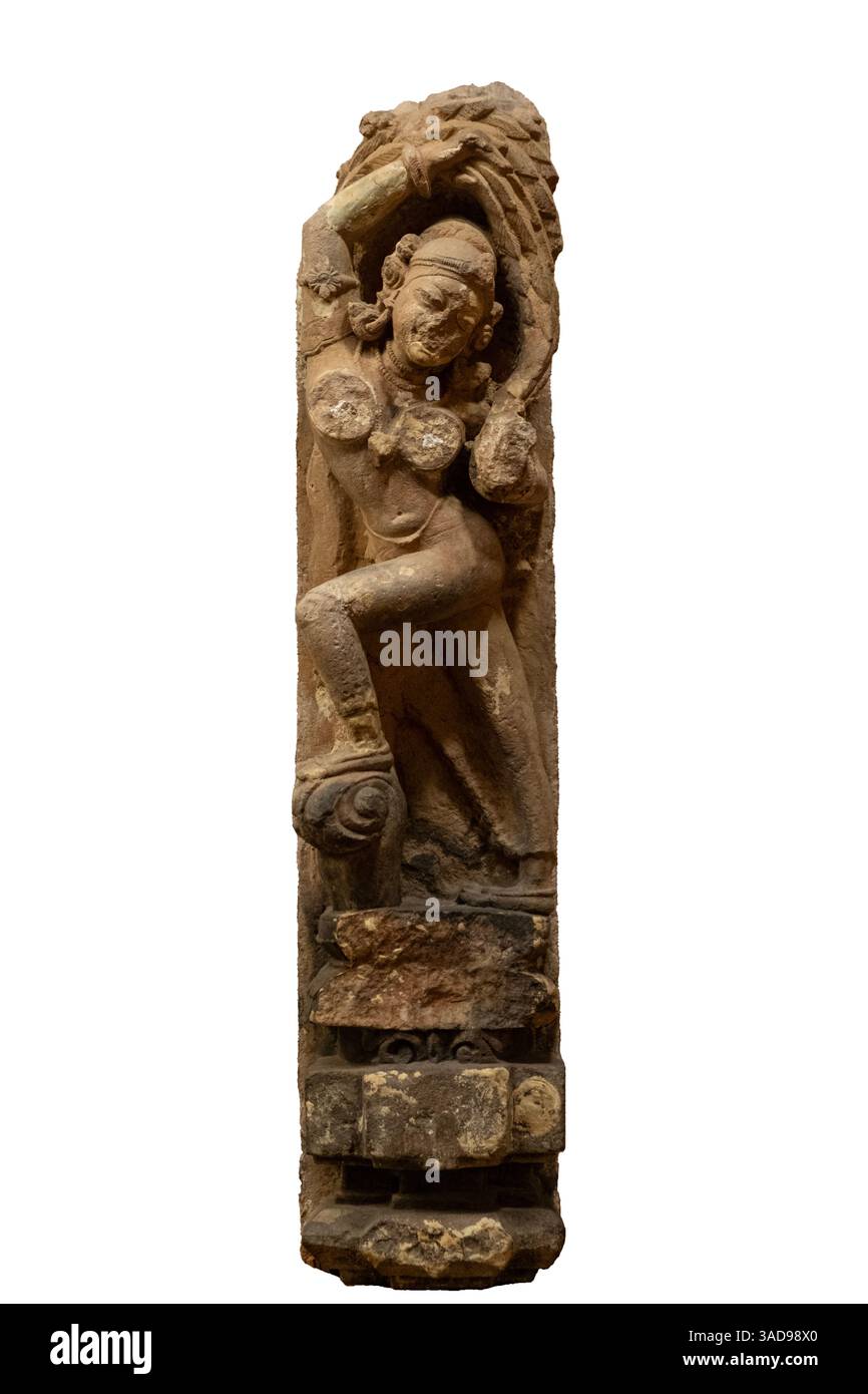 Salabhanjika, a decorative motif. Aiginia, 11th century AD. A salabhanjika or shalabhanjika is a term found in Indian art and literature with a variet Stock Photo