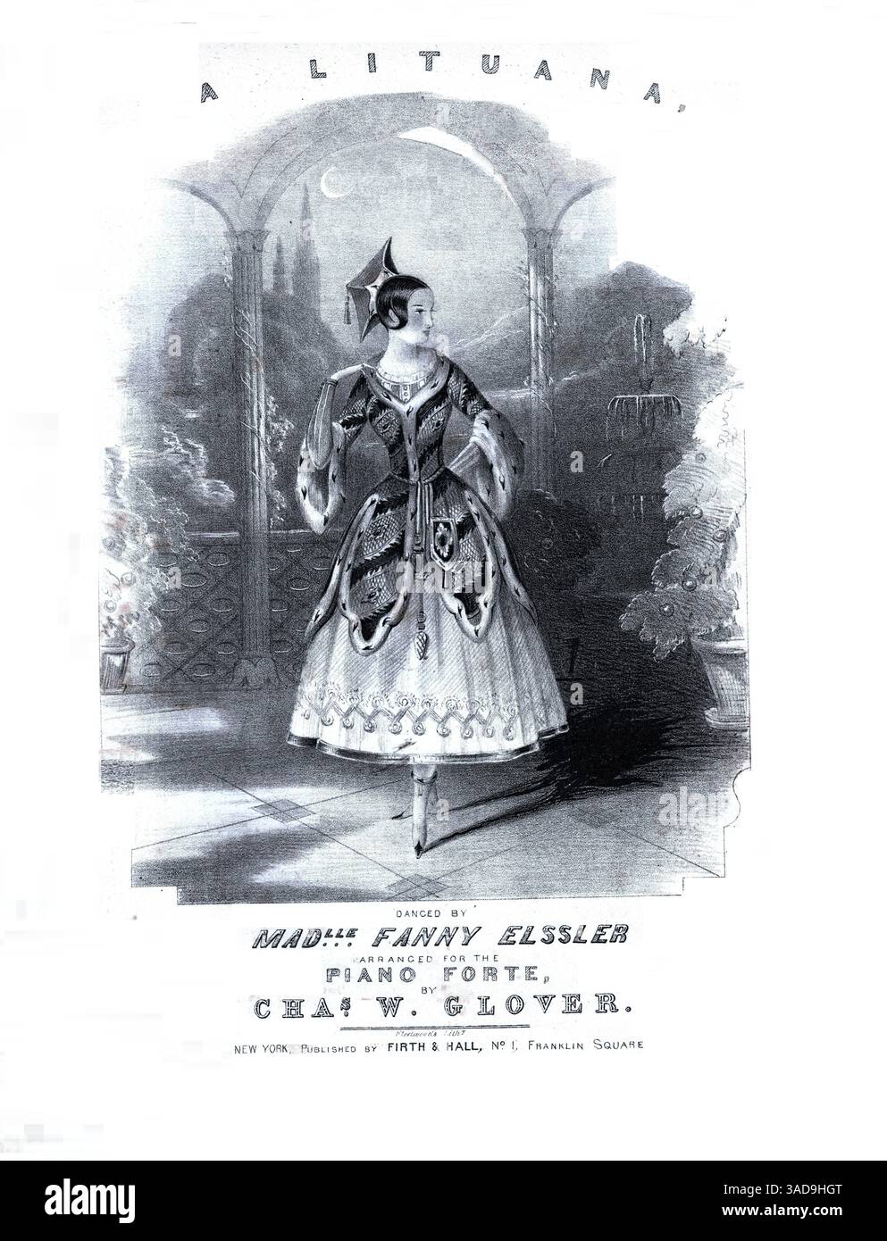 A Lituana, 1830s Dance Sheet Music with FAnny Elssler Stock Photo