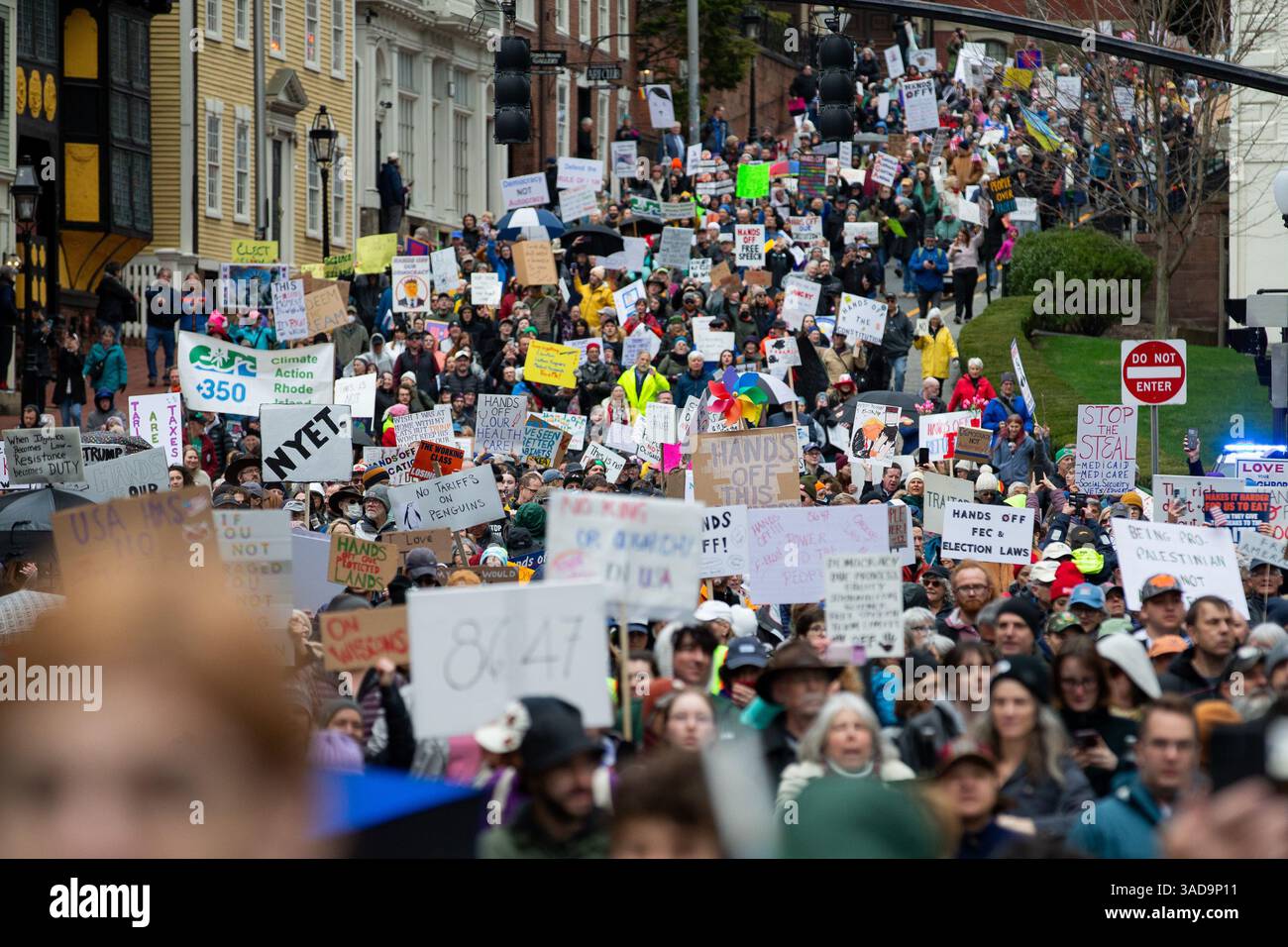 Providence, United States. 05th Apr, 2025. Thousands of demonstrators ...