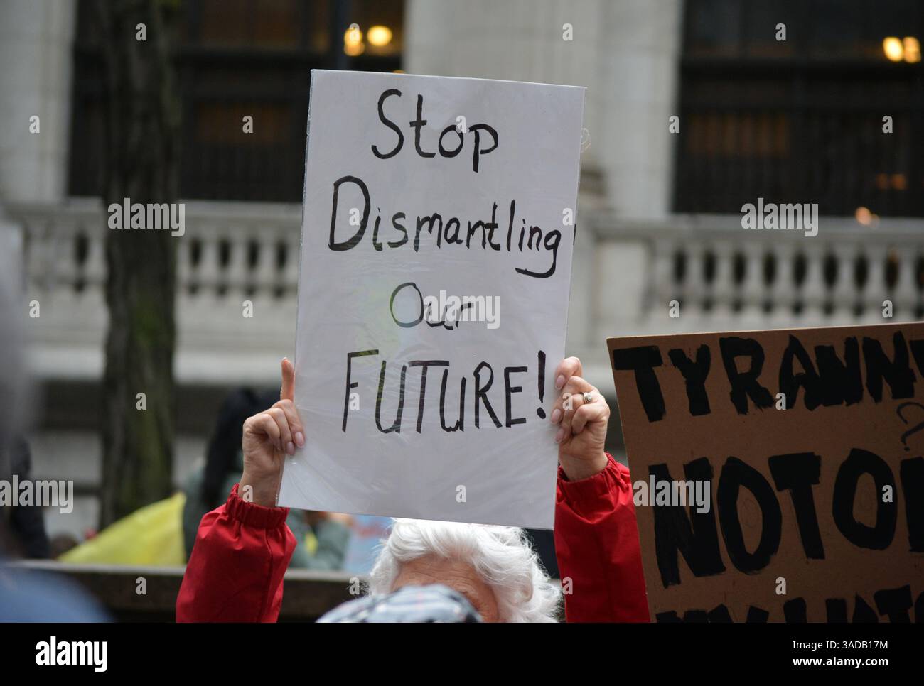 Hands Off rally against the Trump administration and Elon Musk's DOGE ...