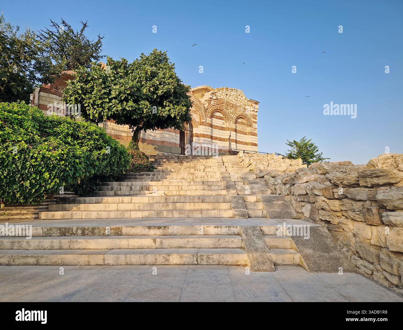 Medieval Church of St John Aliturgetos near the ancient theatre in the old town of Nessebar, UNESCO world heritage in Bulgaria, antique Mesembria - Smartphone Captured Stock Image