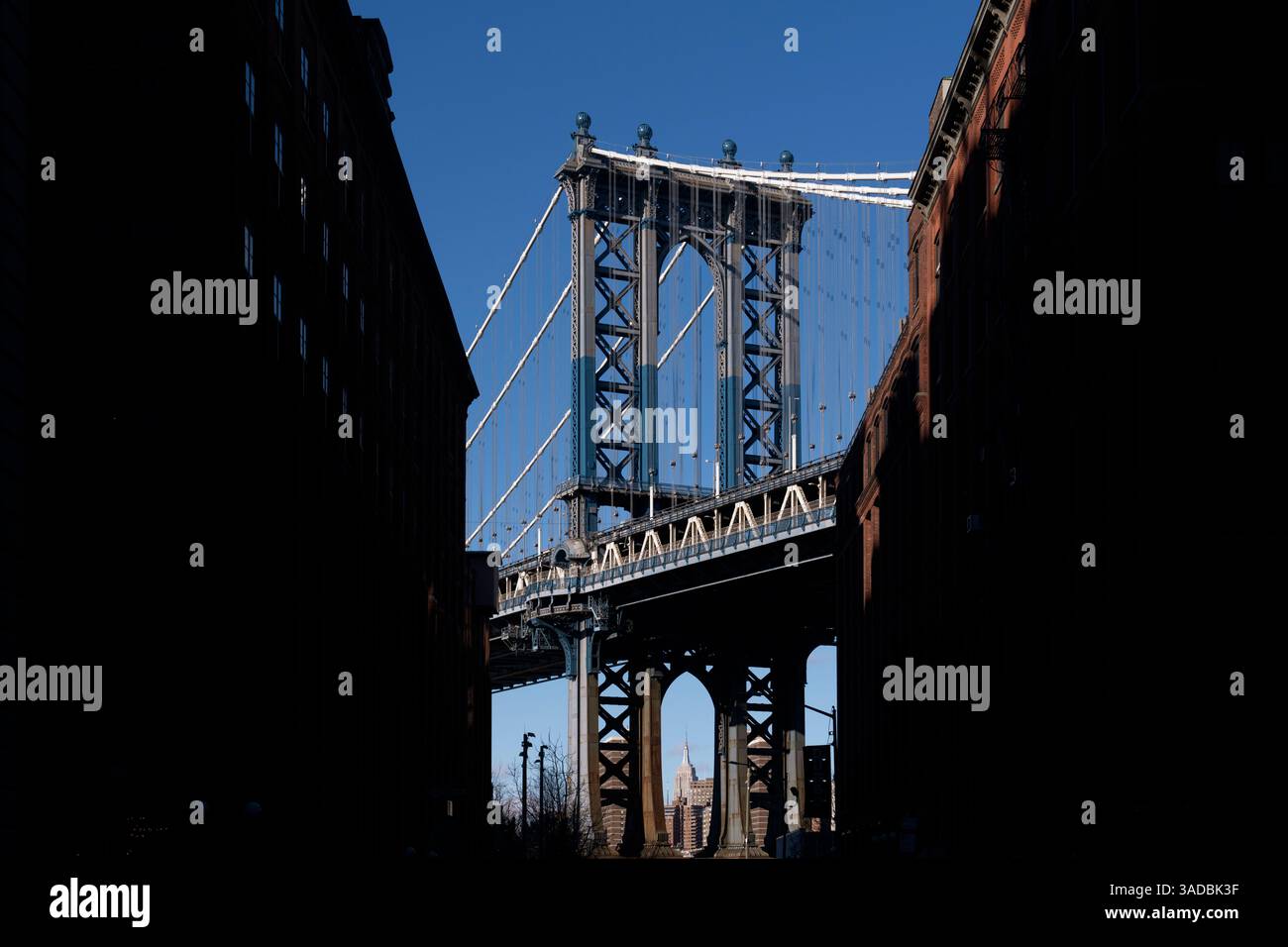 Dumbo Manhattan Bridge View, Dumbo, New York City, USA Stock Photo