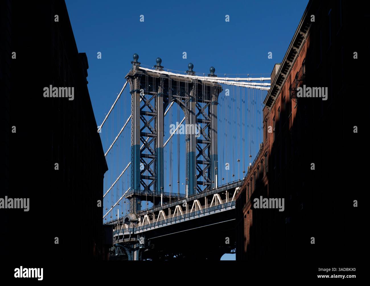 Dumbo Manhattan Bridge View, Dumbo, New York City, USA Stock Photo