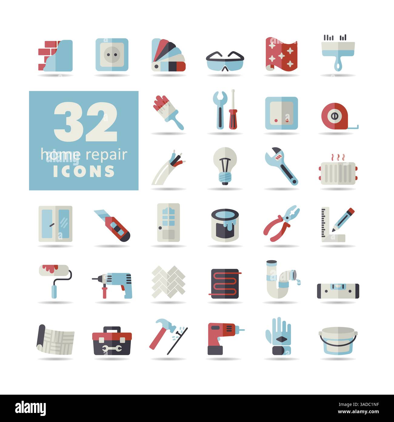 Set of building construction and home repair isolated icons. Vector ...