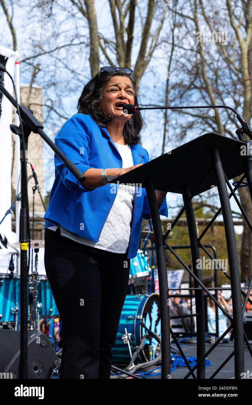 Seattle, USA. 5th Apr 2025. Thousands flood the Seattle Center for the ...