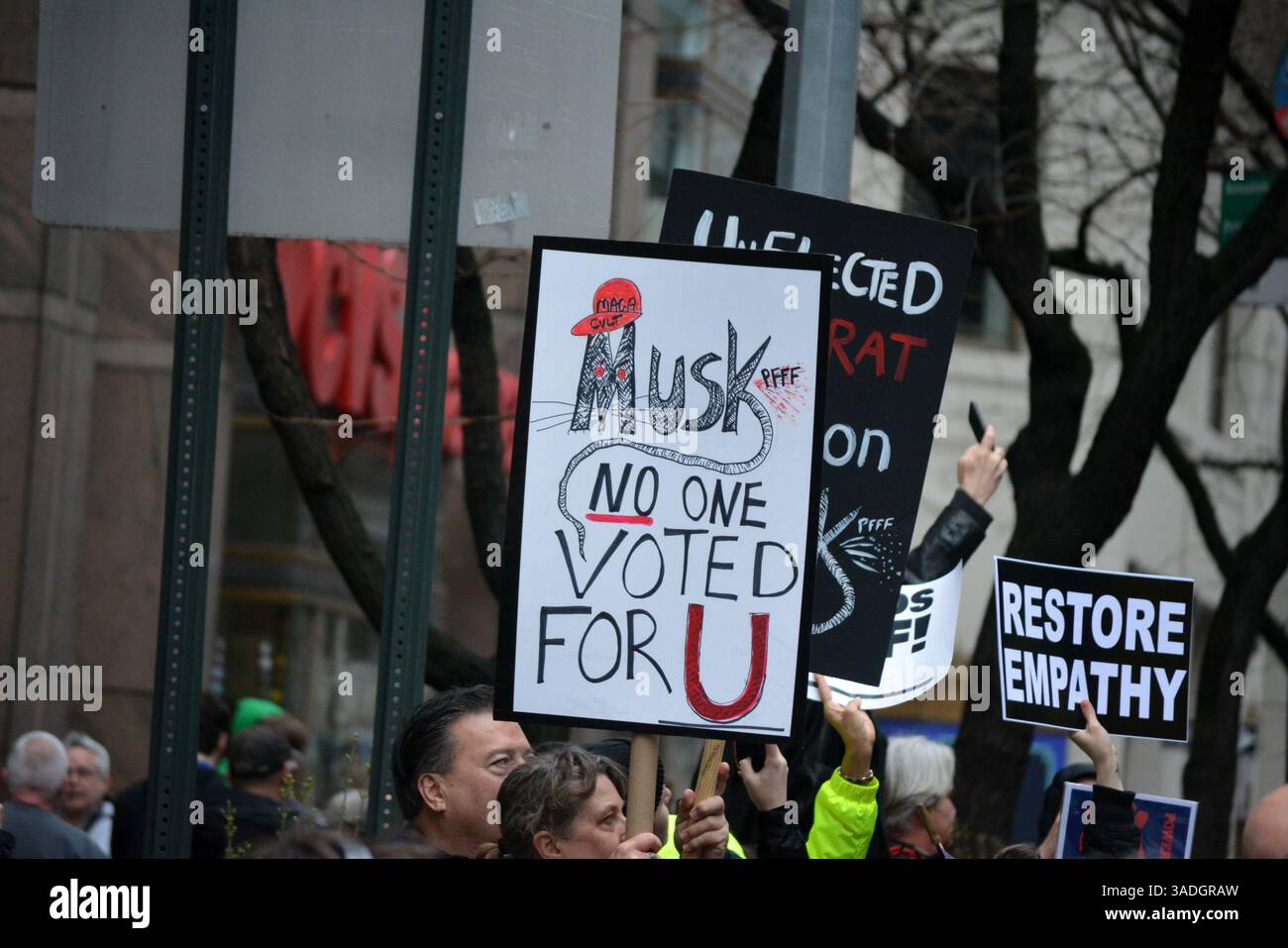 Hands Off rally against the Trump administration and Elon Musk's DOGE ...