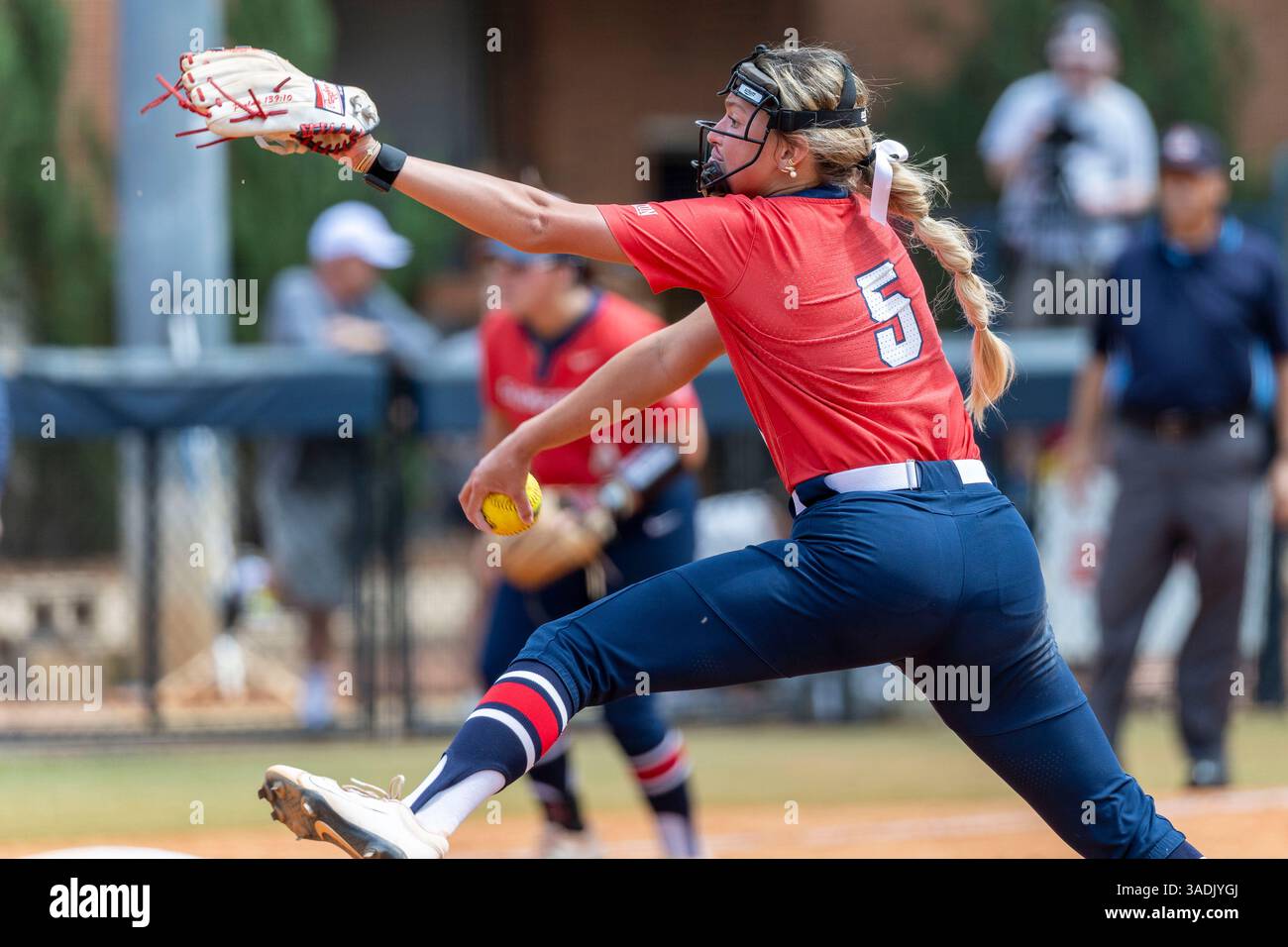 Samford pitcher Olivia Treece (5) pitches against ETSU during an NCAA ...