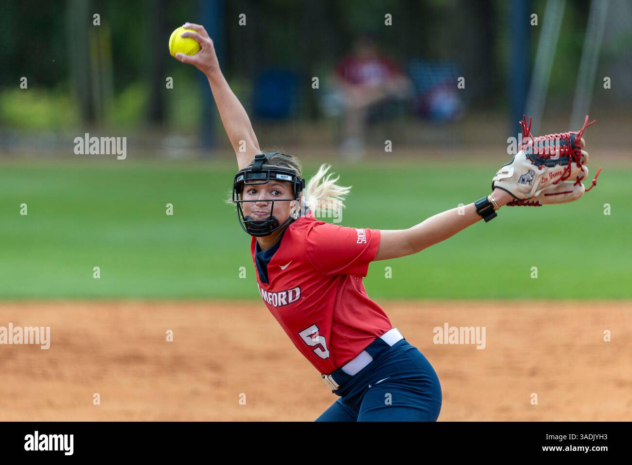Samford pitcher Olivia Treece (5) pitches against ETSU during an NCAA ...