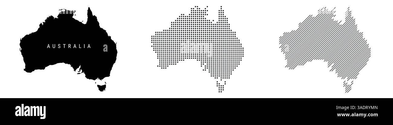 Australia detailed silhouette map, dotted pattern and slanted parallel ...