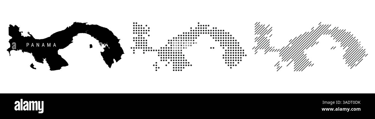 Panama detailed silhouette map, dotted pattern and slanted parallel ...
