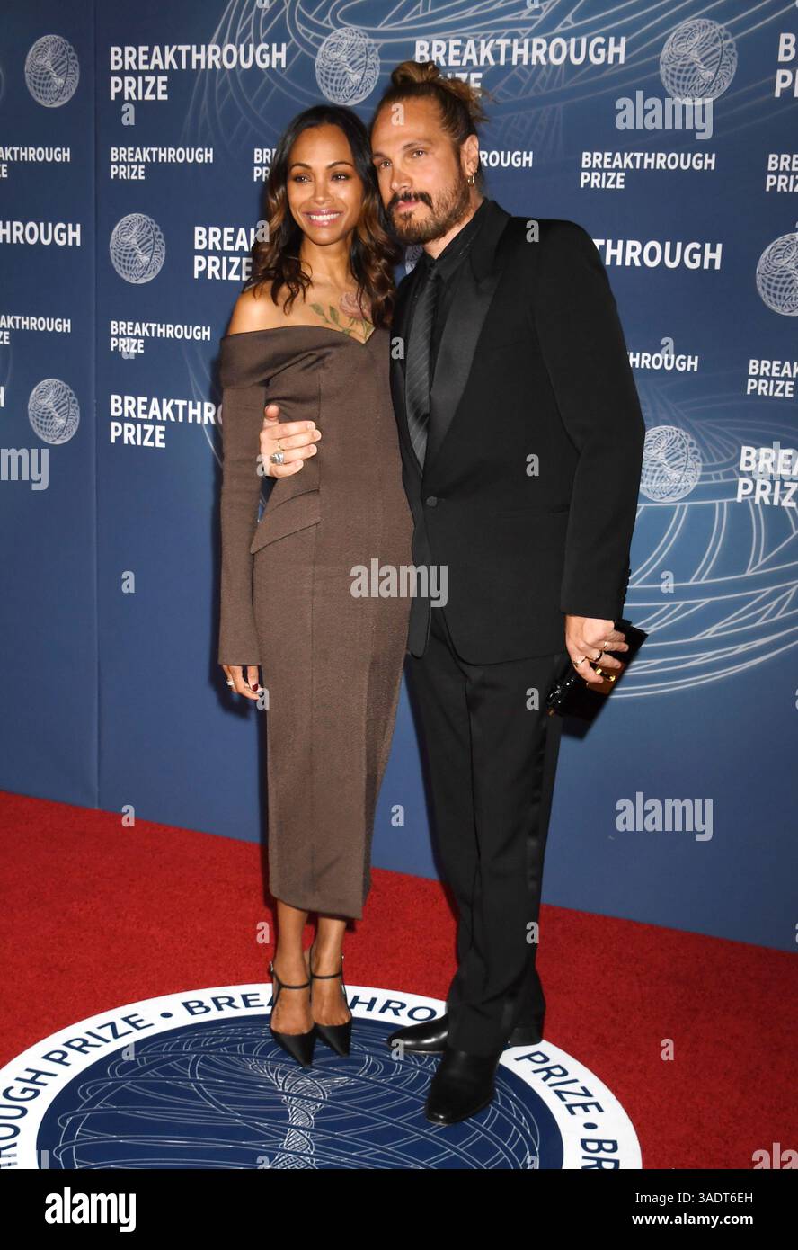 Santa Monica, Ca. 05th Apr, 2025. Zoe Saldana and Marco Perego at the ...