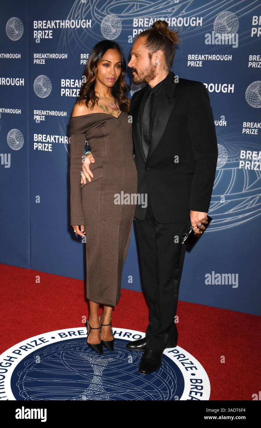 Santa Monica, Ca. 05th Apr, 2025. Zoe Saldana and Marco Perego at the ...