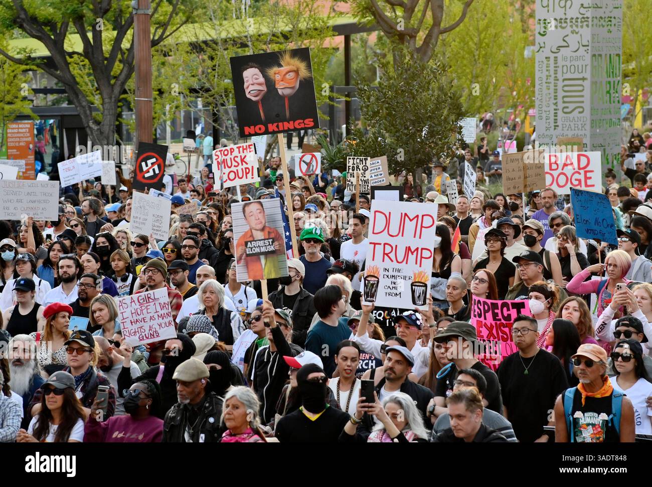 Thousands of protesters rally at City Hall during the 