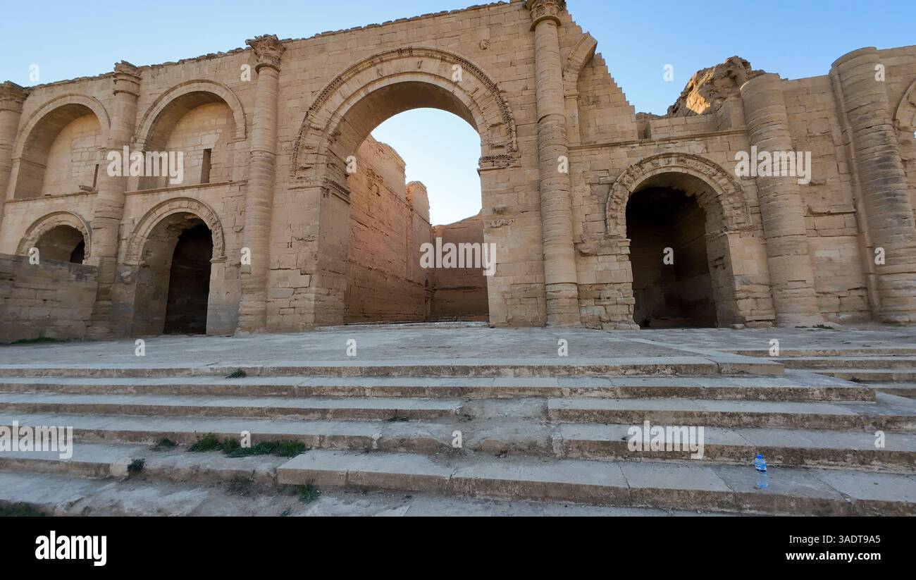 Ancient stone ruins with arches and steps under a clear blue sky Stock ...