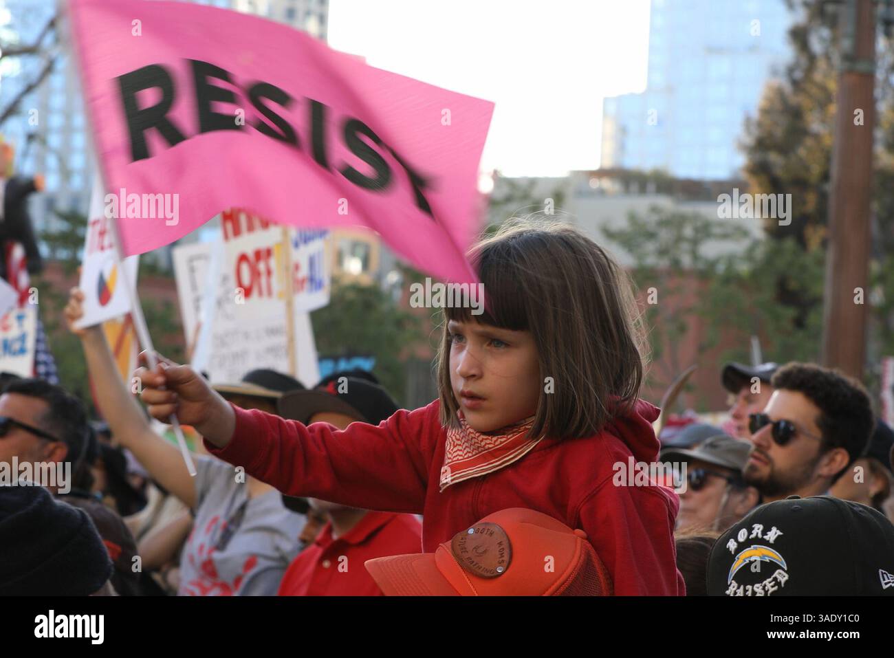 Los Angeles, USA. 5th Apr, 2025. Protesters gather against ...
