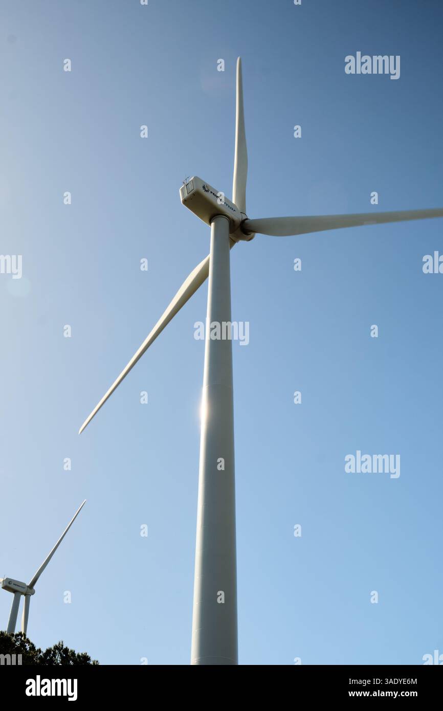 close up Wind turbine with blue sky at background Stock Photo - Alamy