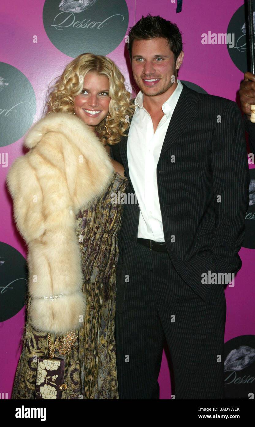 Apr 23, 2004; New York, NY, USA; Singer JESSICA SIMPSON & her husband NICK LACHEY at the 'Dessert Beauty' launch party they hosted held at Marquee..  (Credit Image: Nancy Kaszerman/ZUMAPRESS.com) Stock Photo