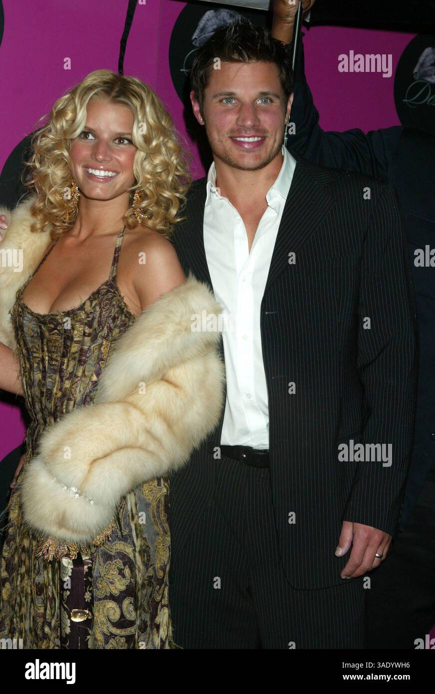 Apr 23, 2004; New York, NY, USA; Singer JESSICA SIMPSON & her husband NICK LACHEY at the 'Dessert Beauty' launch party they hosted held at Marquee..  (Credit Image: Nancy Kaszerman/ZUMAPRESS.com) Stock Photo