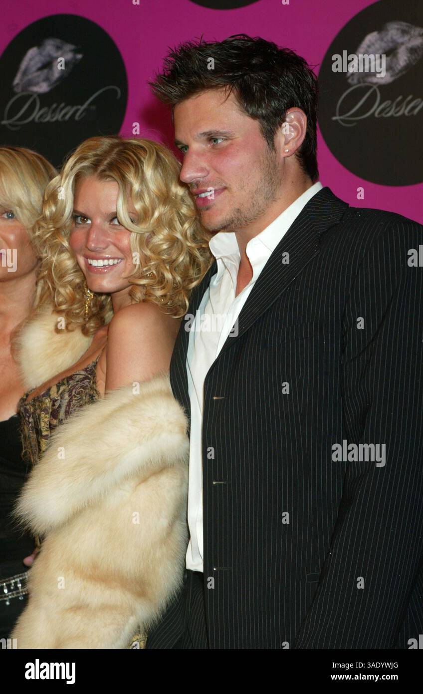 Apr 23, 2004; New York, NY, USA; Singer JESSICA SIMPSON & her husband NICK LACHEY at the 'Dessert Beauty' launch party they hosted held at Marquee..  (Credit Image: Nancy Kaszerman/ZUMAPRESS.com) Stock Photo