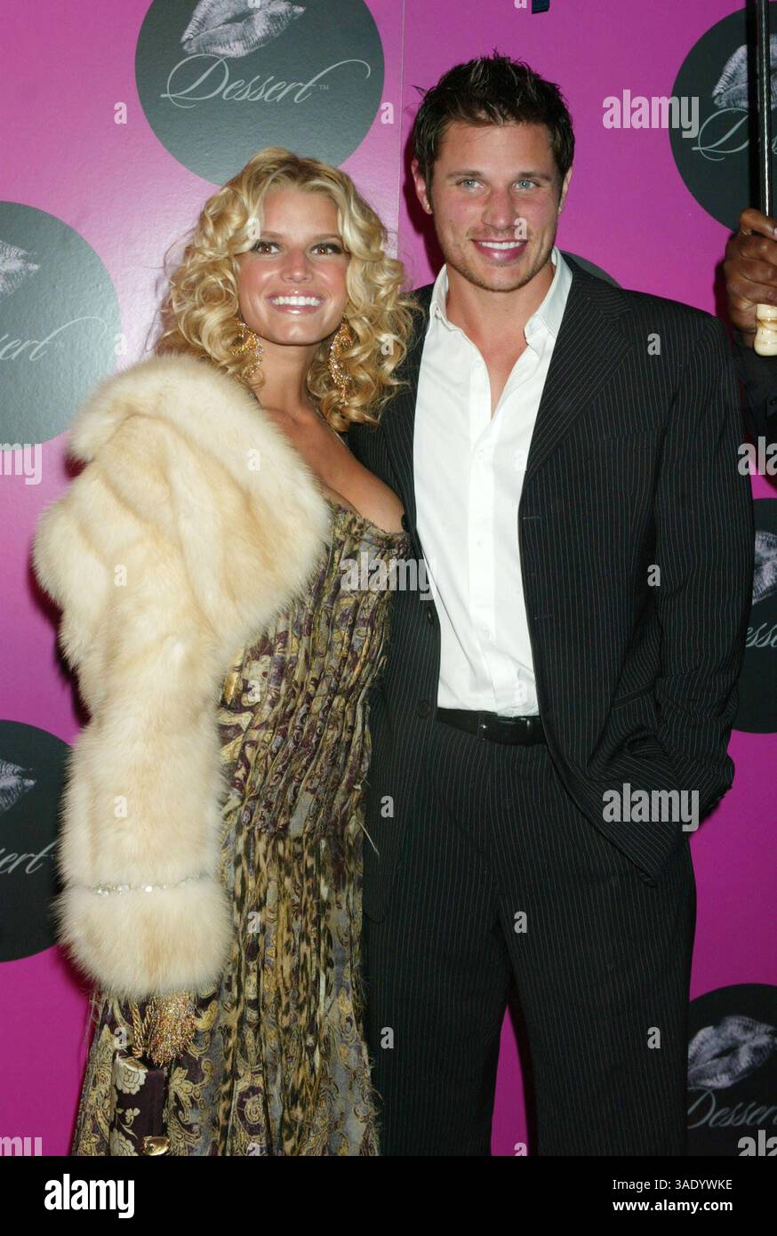 Apr 23, 2004; New York, NY, USA; Singer JESSICA SIMPSON & her husband NICK LACHEY at the 'Dessert Beauty' launch party they hosted held at Marquee..  (Credit Image: Nancy Kaszerman/ZUMAPRESS.com) Stock Photo