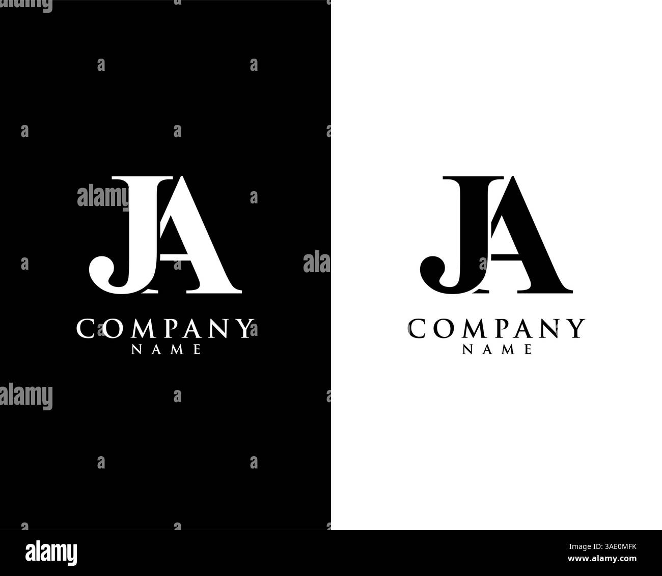 JA, AJ initial company name logo template vector Stock Vector