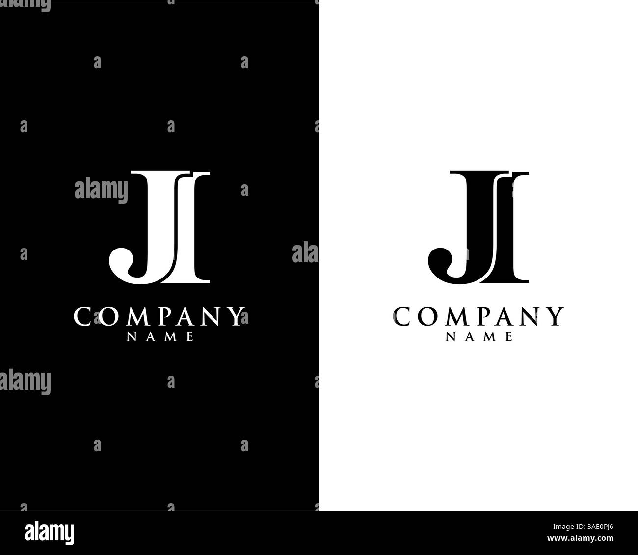 JI, IJ initial company name logo template vector Stock Vector