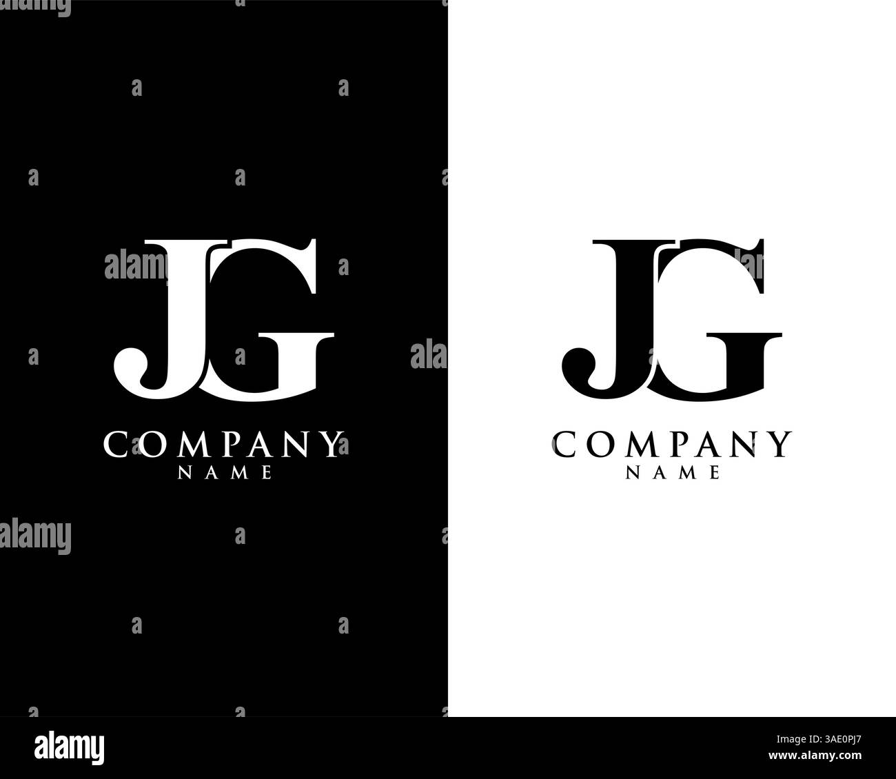 JG, GJ initial company name logo template vector Stock Vector