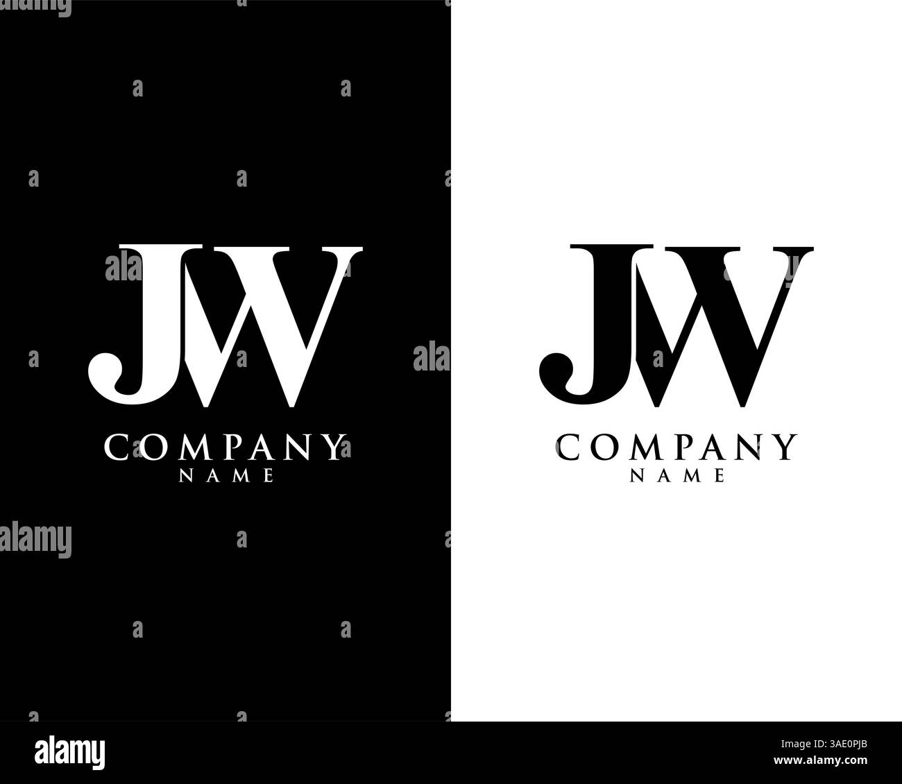 JW, WJ initial company name logo template vector Stock Vector
