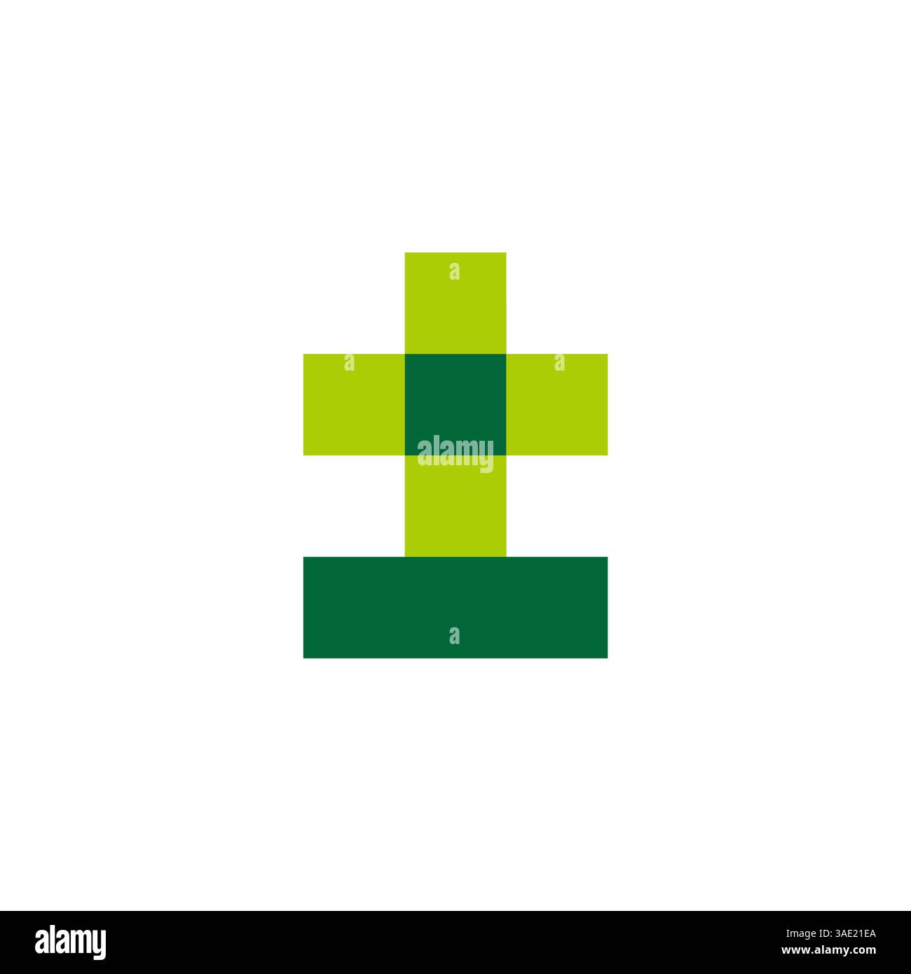 simple pixel plus medical green logo vector Stock Vector