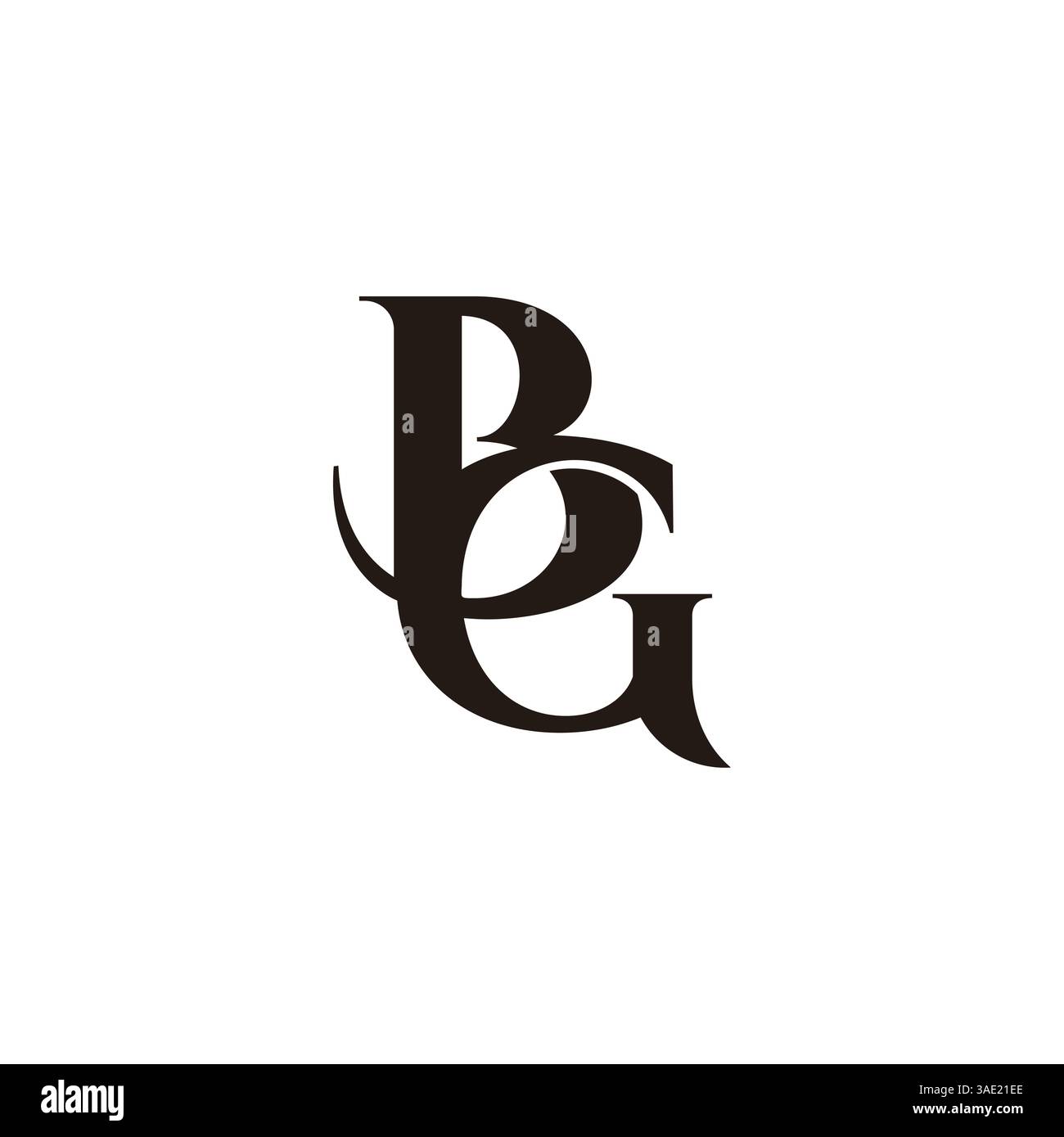 letter bg simple curves linked elegant logo vector Stock Vector