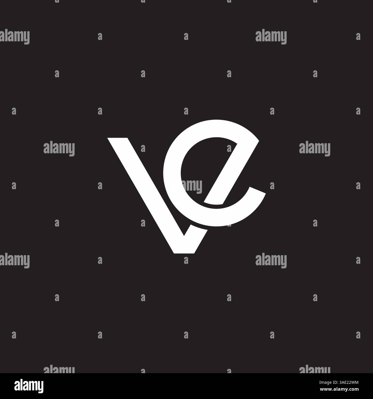 letter vc linked loop simple geometric logo vector Stock Vector