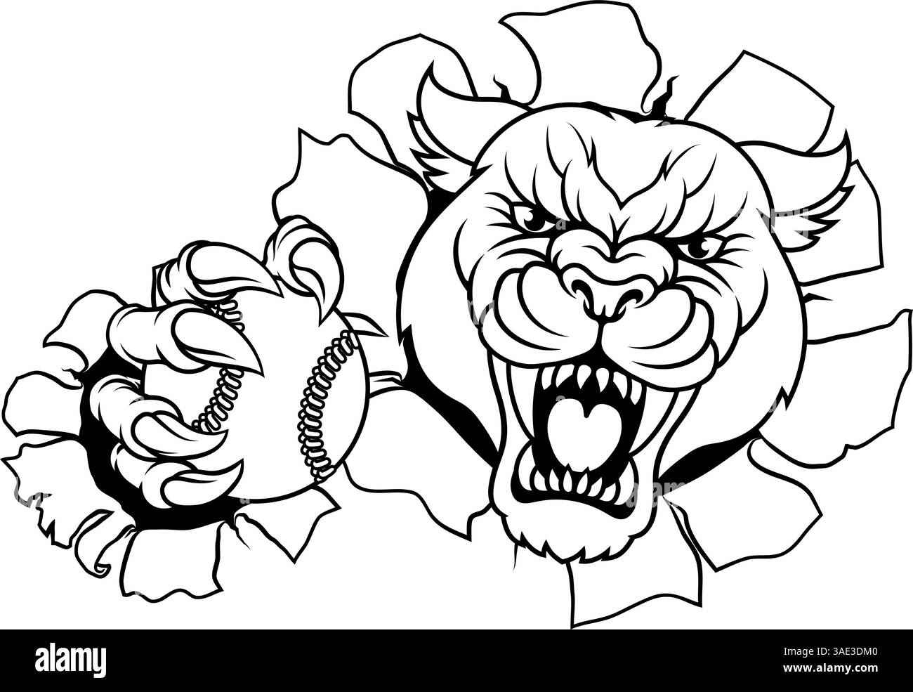 Panther Leopard Cougar Baseball Softball Mascot Stock Vector
