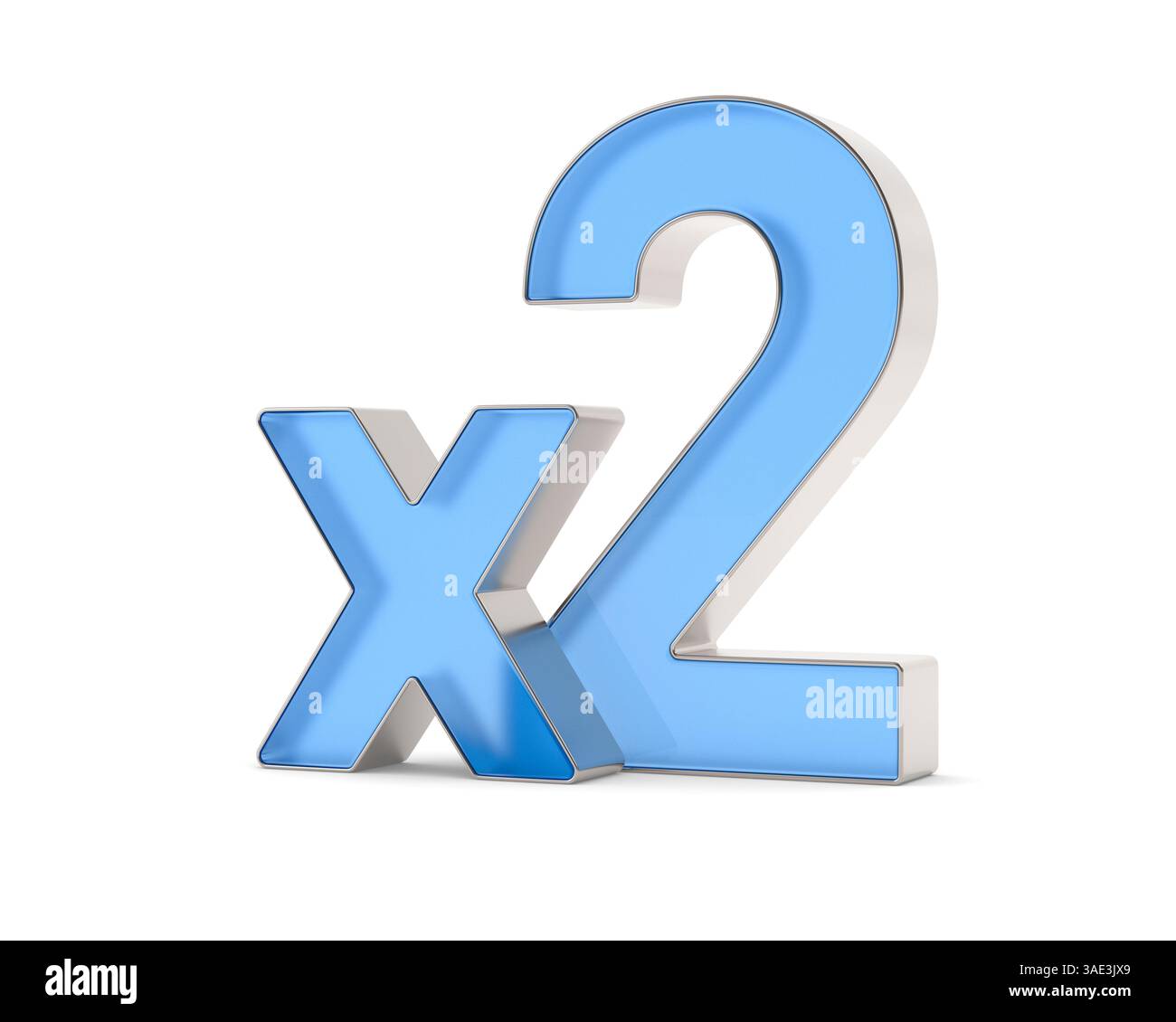 Blue x2 symbol on white background. Isolated 3d illustration Stock ...