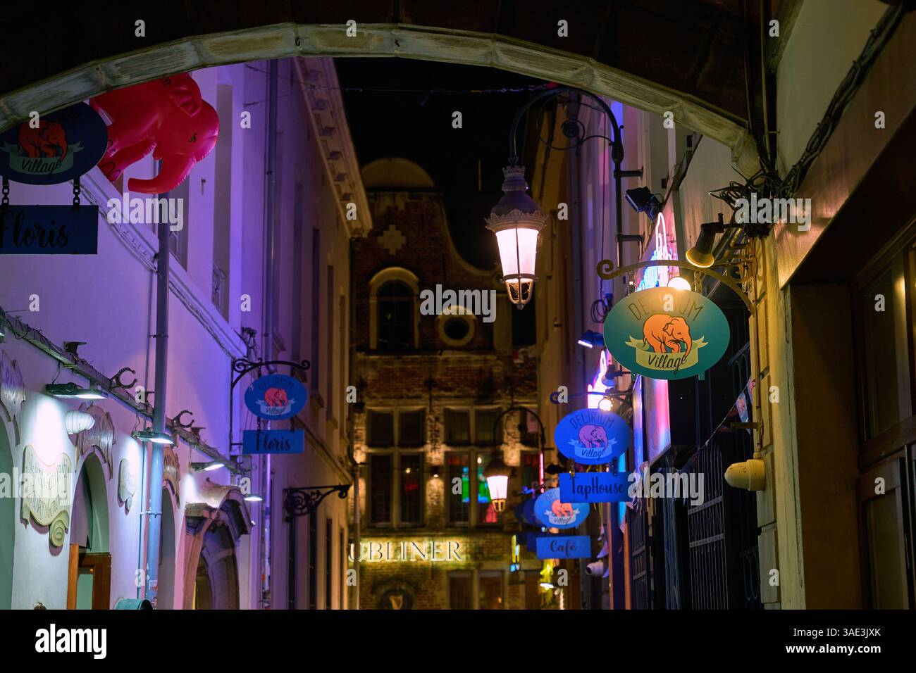 Delirium Village with 8 bars in Brussels, Belgium Stock Photo
