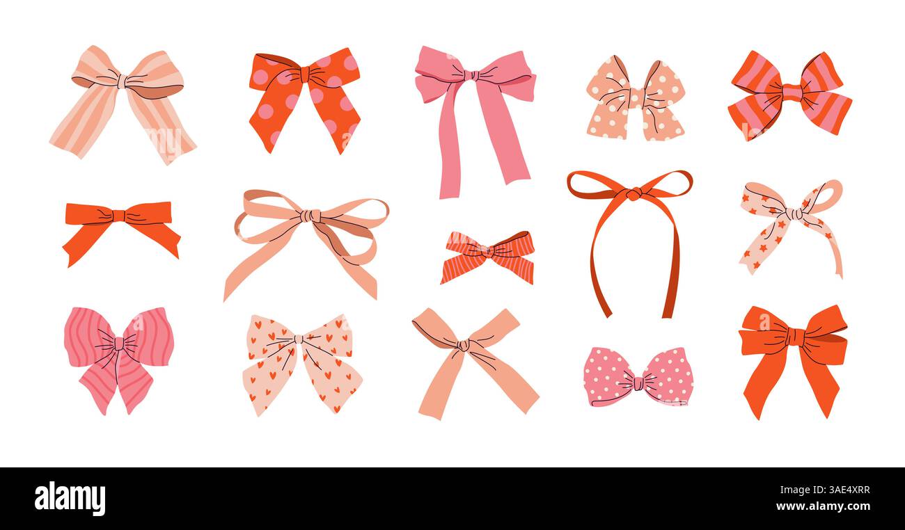 Set of hand drawn bows, bow ties, ribbons. Vector Stock Vector Image ...