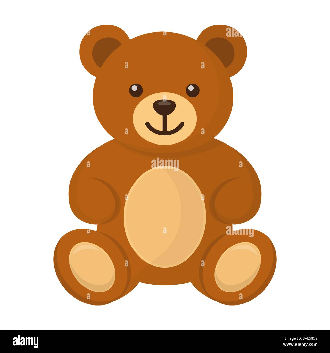 Smiling Brown Bear Toy Sitting Upright Vector Illustration Image Stock ...