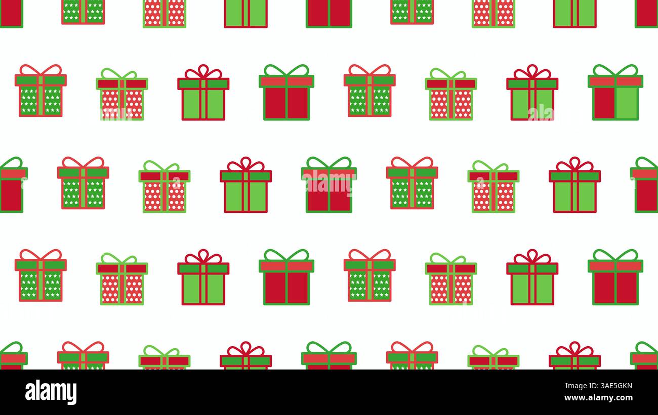 Gift wrapping paper with gift box pattern with Christmas color, vector illustration Stock Vector