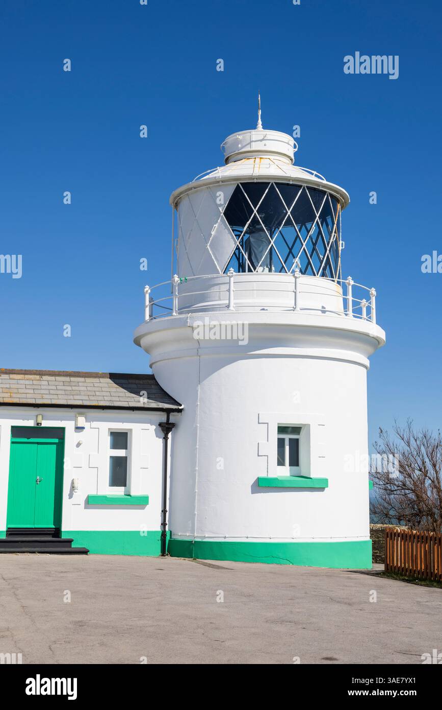 Anvil Point Lighthouse, a fully-automated lighthouse located at Durlston Country Park near Swanage in Dorset, England. Stock Photo