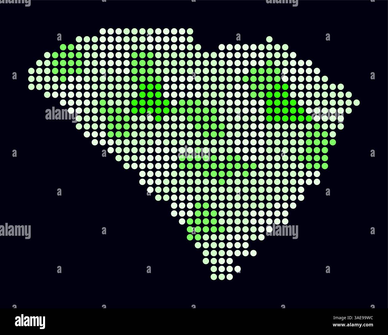 South Carolina dotted map. Digital style map of the state on dark ...
