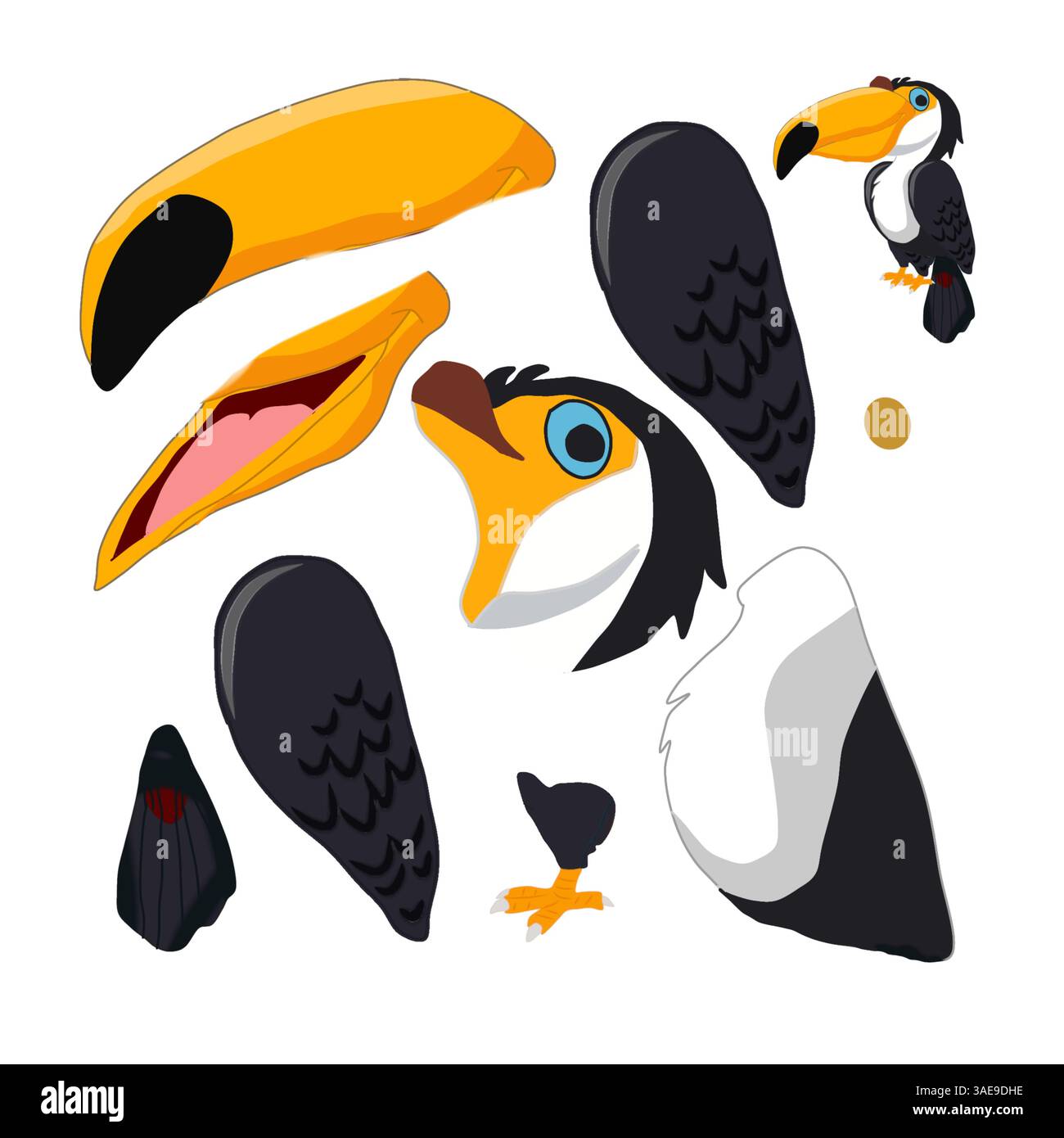 Woodpecker Character Body Part For Making Animation Cartoon Video Stock Woodpecker character body part for making animation cartoon video stock