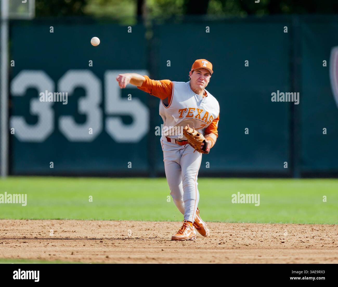 February 25, 2012: Texas infielder Jordan Etier in action during the NCAA baseball game between the Texas Longhorns and the Stanford Cardinal at Sunken Diamond in Stanford CA. Stanford defeated Texas 6-2. Â© Damon Tarver/CSM(Credit Image: © Damon Tarver/Cal Sport Media/ZUMAPRESS.com) Stock Photo