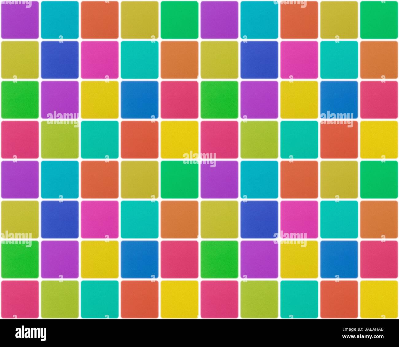 abstract seamless geometric pattern: multicolor rounded square textured tiles background Stock Photo