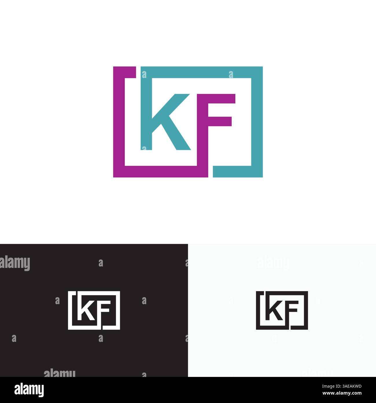KF, FK Letter, initial logo design template vector Stock Vector