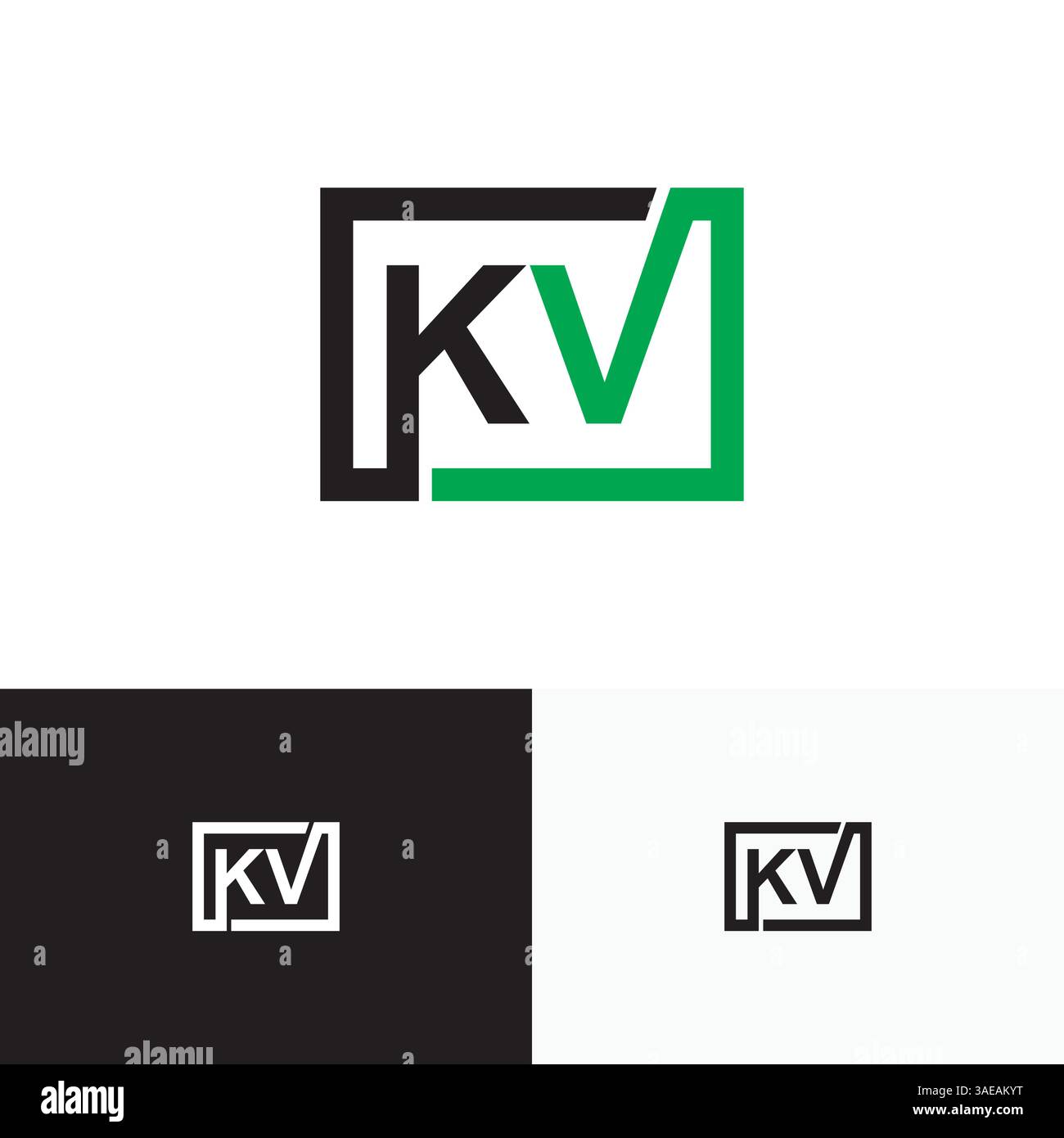 KV, VK Letter, initial logo design template vector Stock Vector