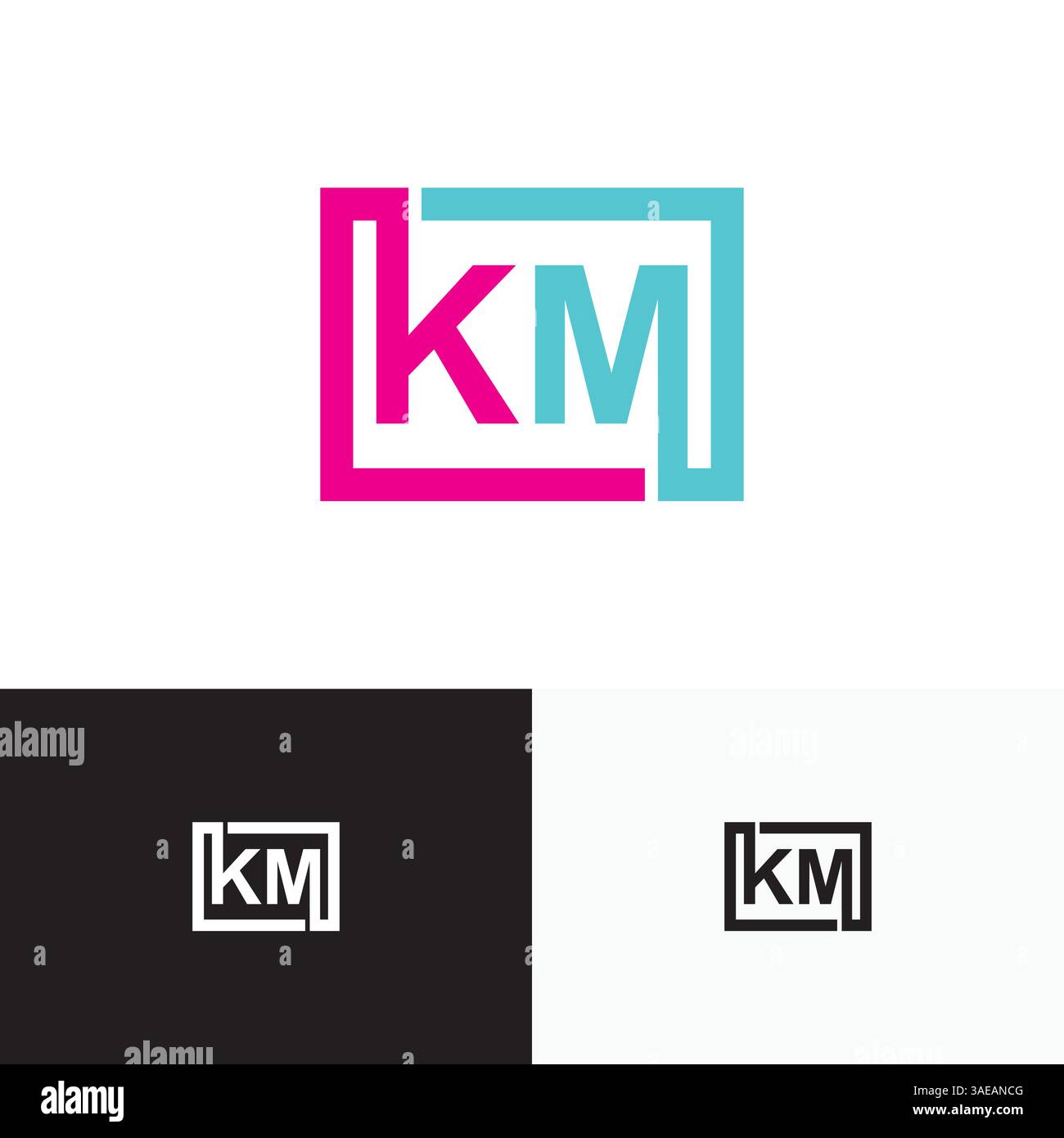 KM, MK Letter, initial logo design template vector Stock Vector