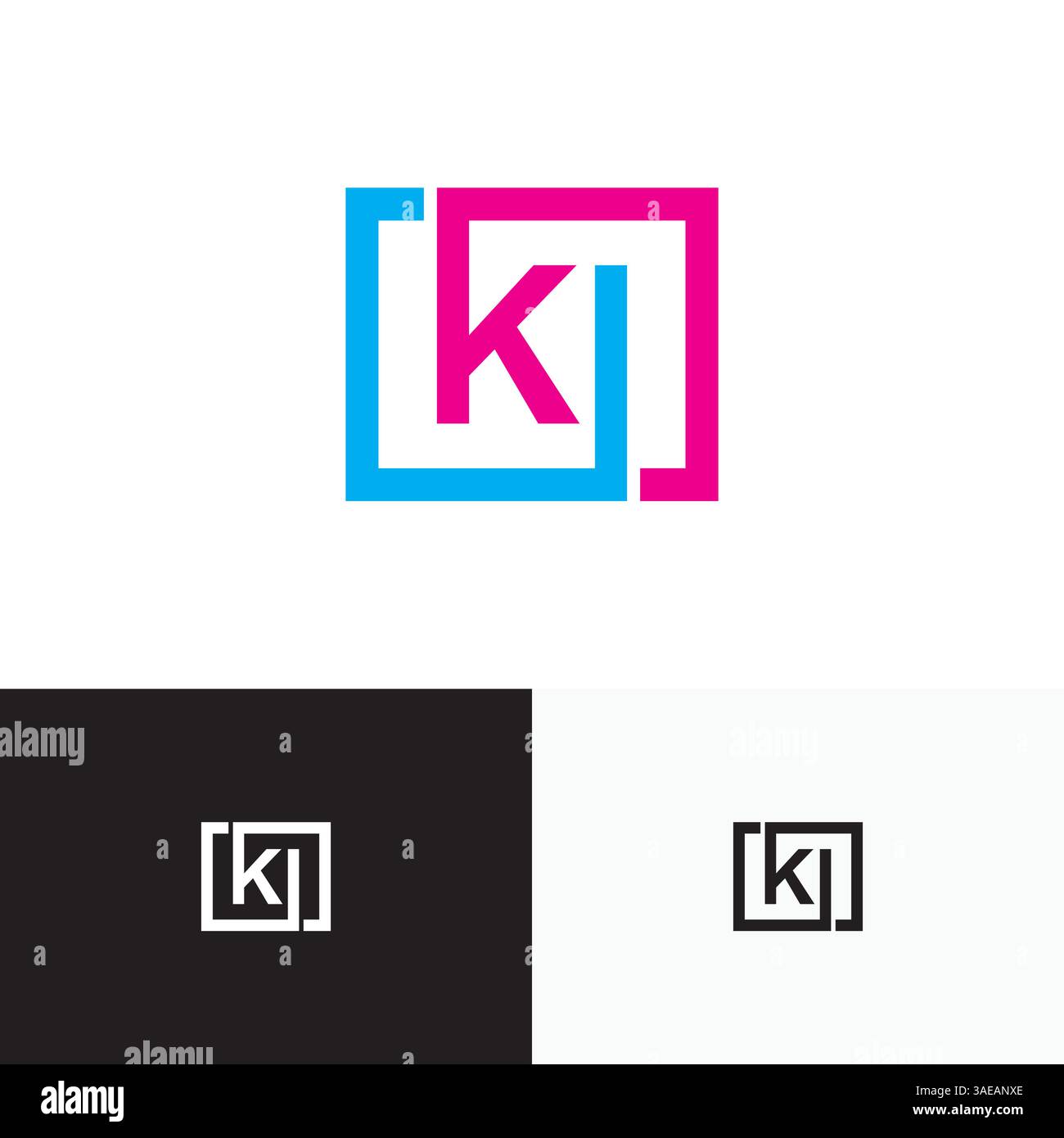 KI, IK Letter, initial logo design template vector Stock Vector