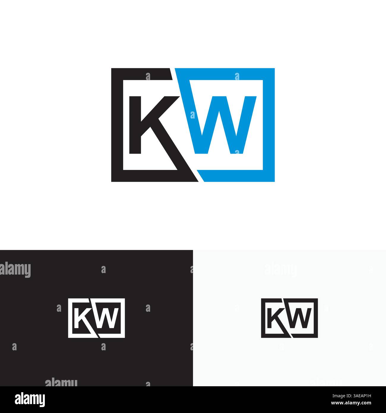 KW, WK Letter, initial logo design template vector Stock Vector